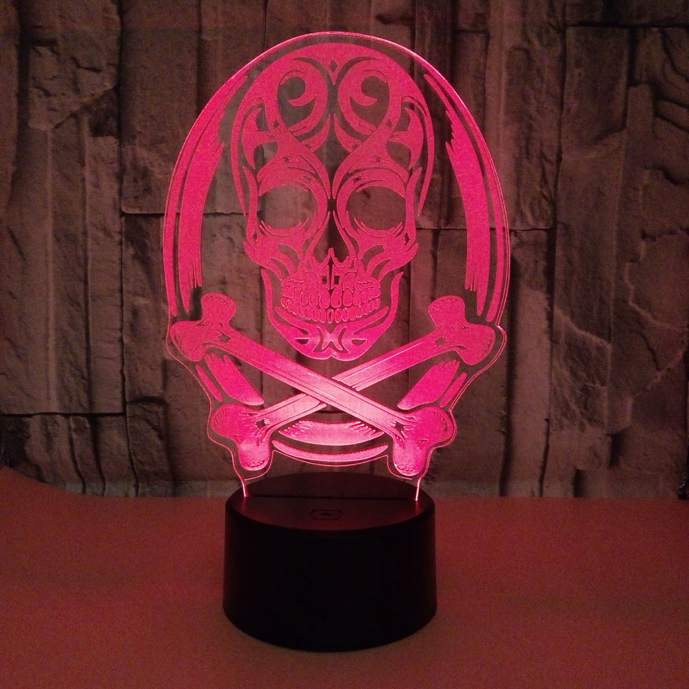 3D LED Color Night Light Changing Lamp Halloween Skull  Light Acrylic 3D Hologram Illusion Desk Lamp For Kids Gift Dropship