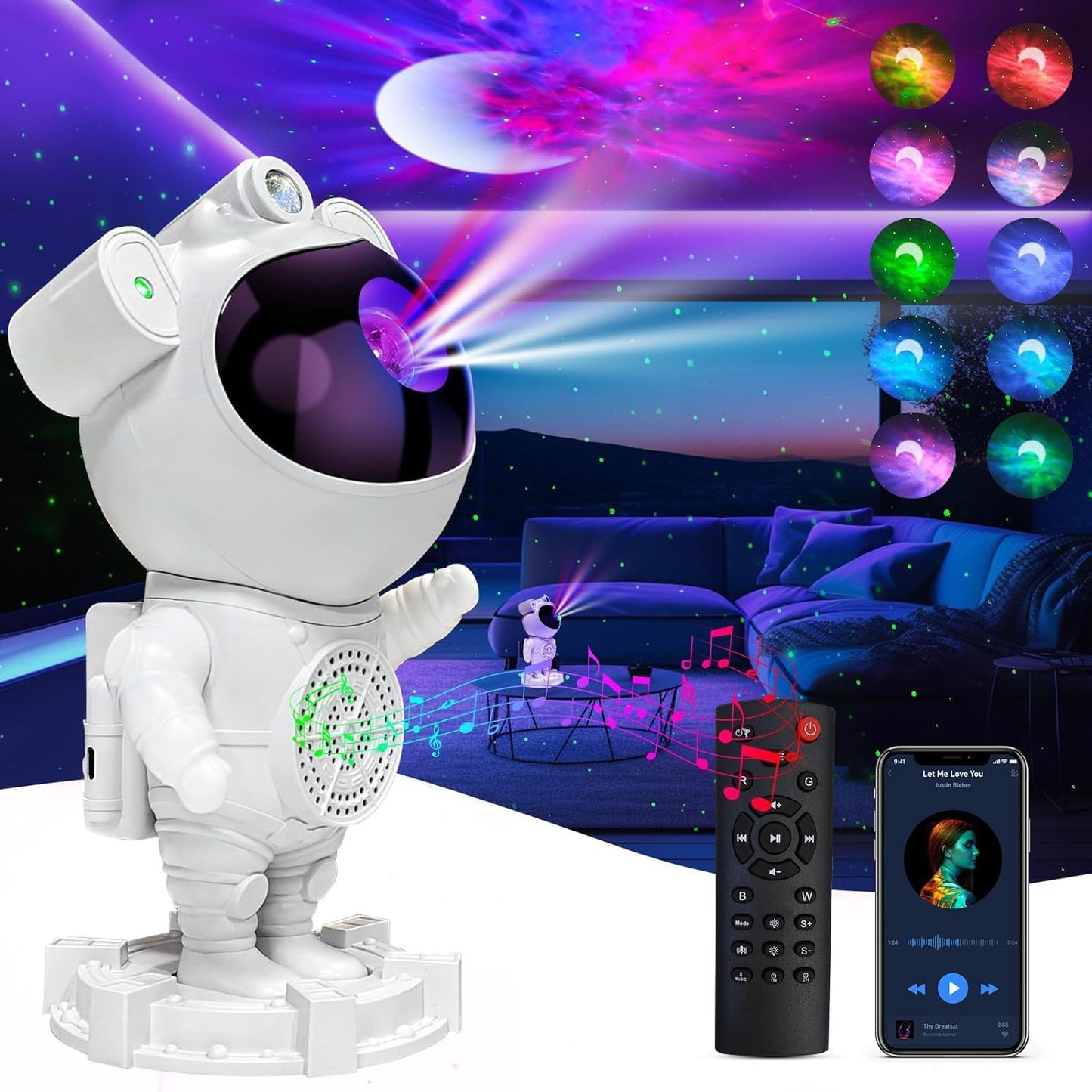 Bluetooth Astronaut Starry Sky Projection Lamp Spaceman Starry Sky Star Ambience Light Creative Gift Table Lamp Small Night Lamp